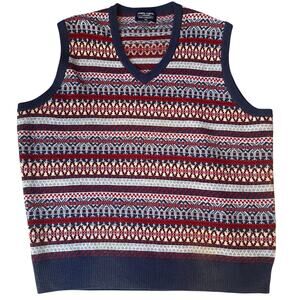 Joseph Turner Yorkshire Fair Isle Pure Lambswool V-Neck Men's Vest.  Size XXL
